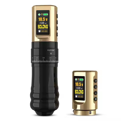 Beli Golden-Black Desain Baru Harga Tinggi Kinerja Mesin Tato Wireless Pen Dengan Baterai Emas Ganda pembuatan online